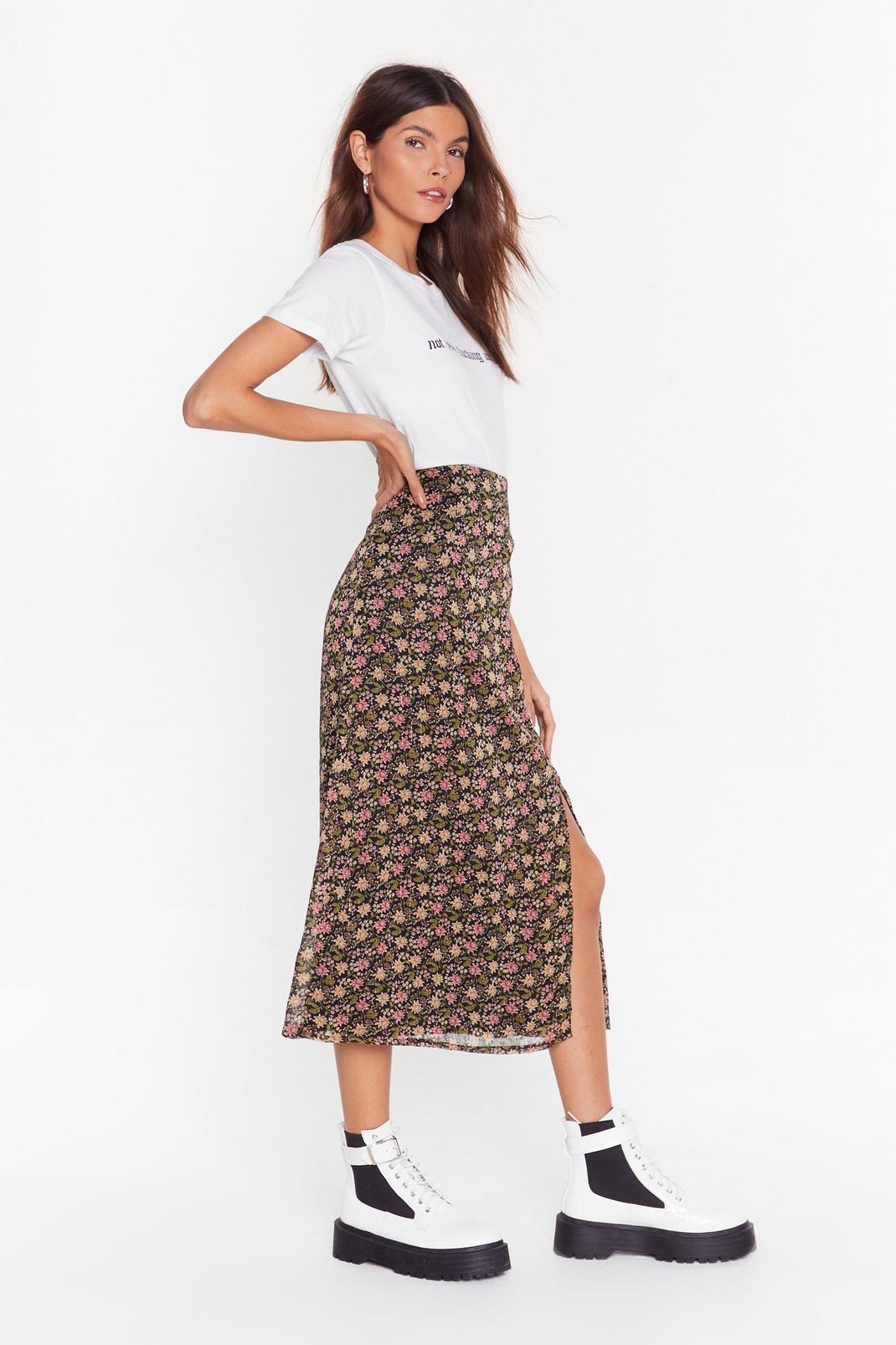 105 Seed It and Weep Floral Midi Skirt image number 2