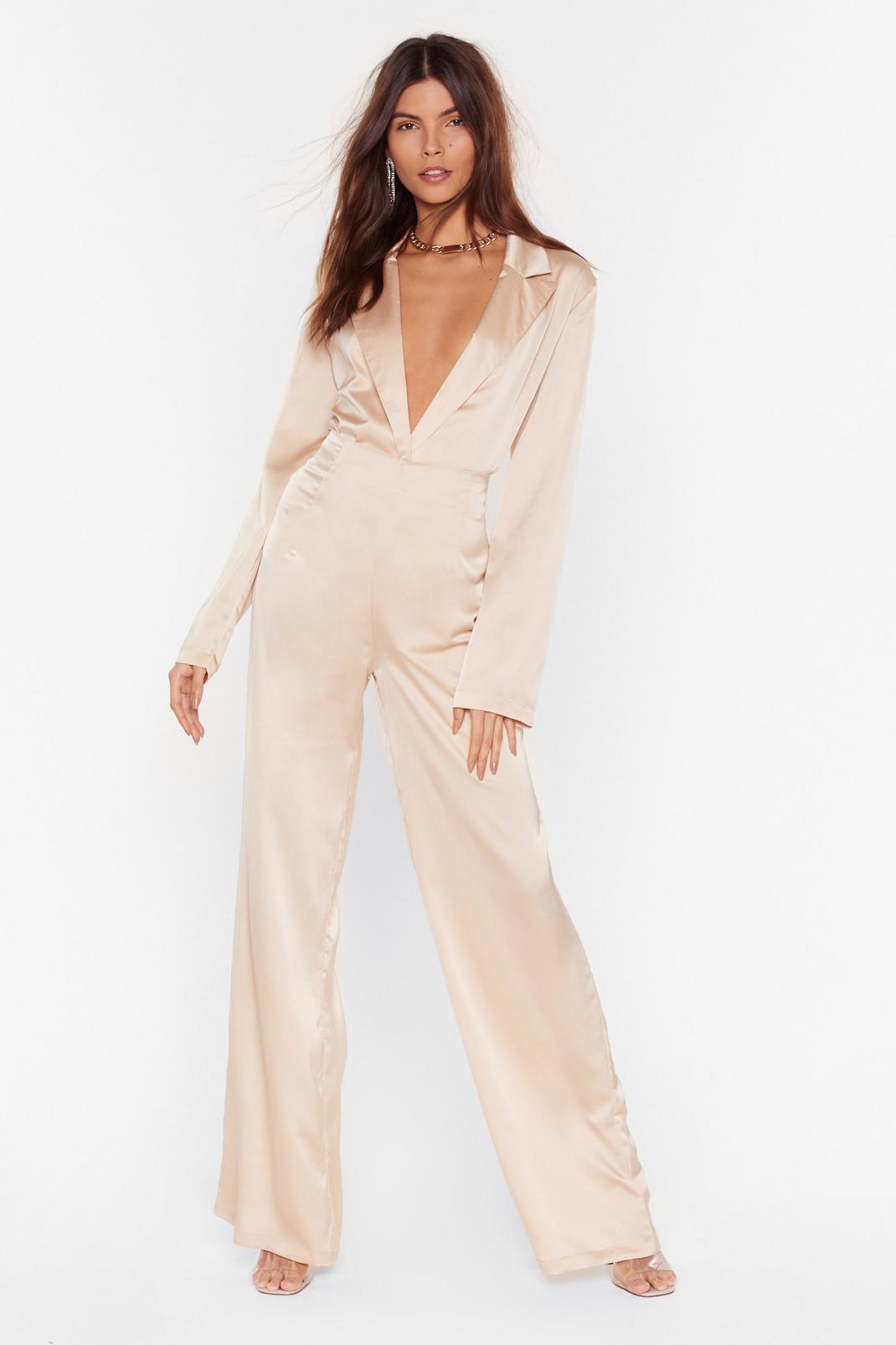 Sleek to Our Heart Satin Wide-Leg Pants image number 1