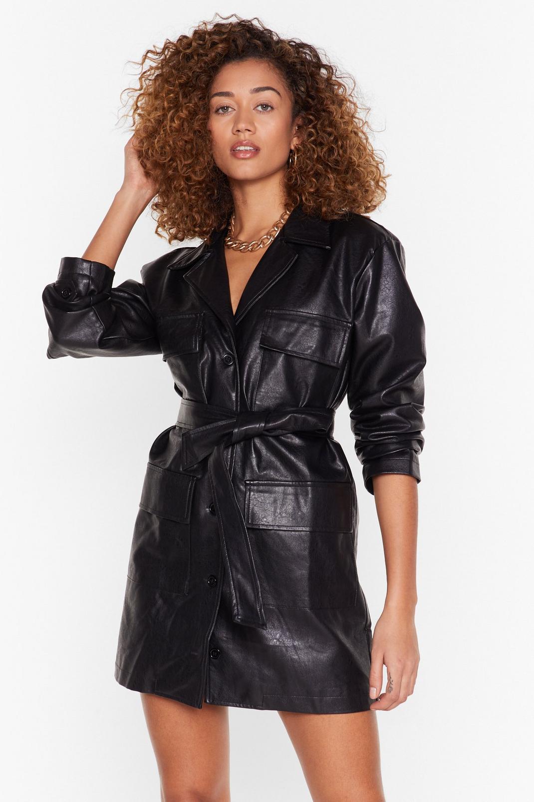 Black Get It Together Faux Leather Blazer Dress image number 1