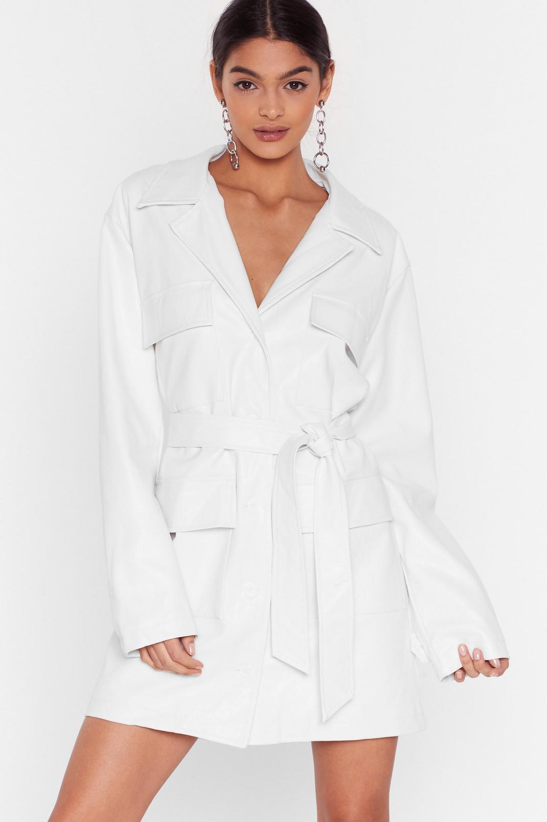 White Get It Together Faux Leather Blazer Dress image number 1