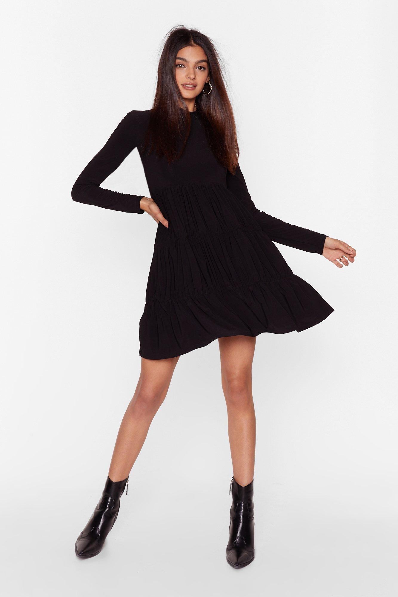 nasty gal black long sleeve dress