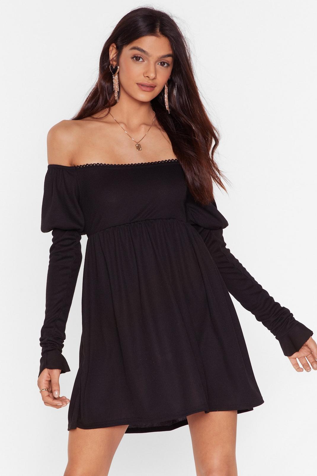 Can You Feel Rib Off-the-Shoulder Mini Dress image number 1