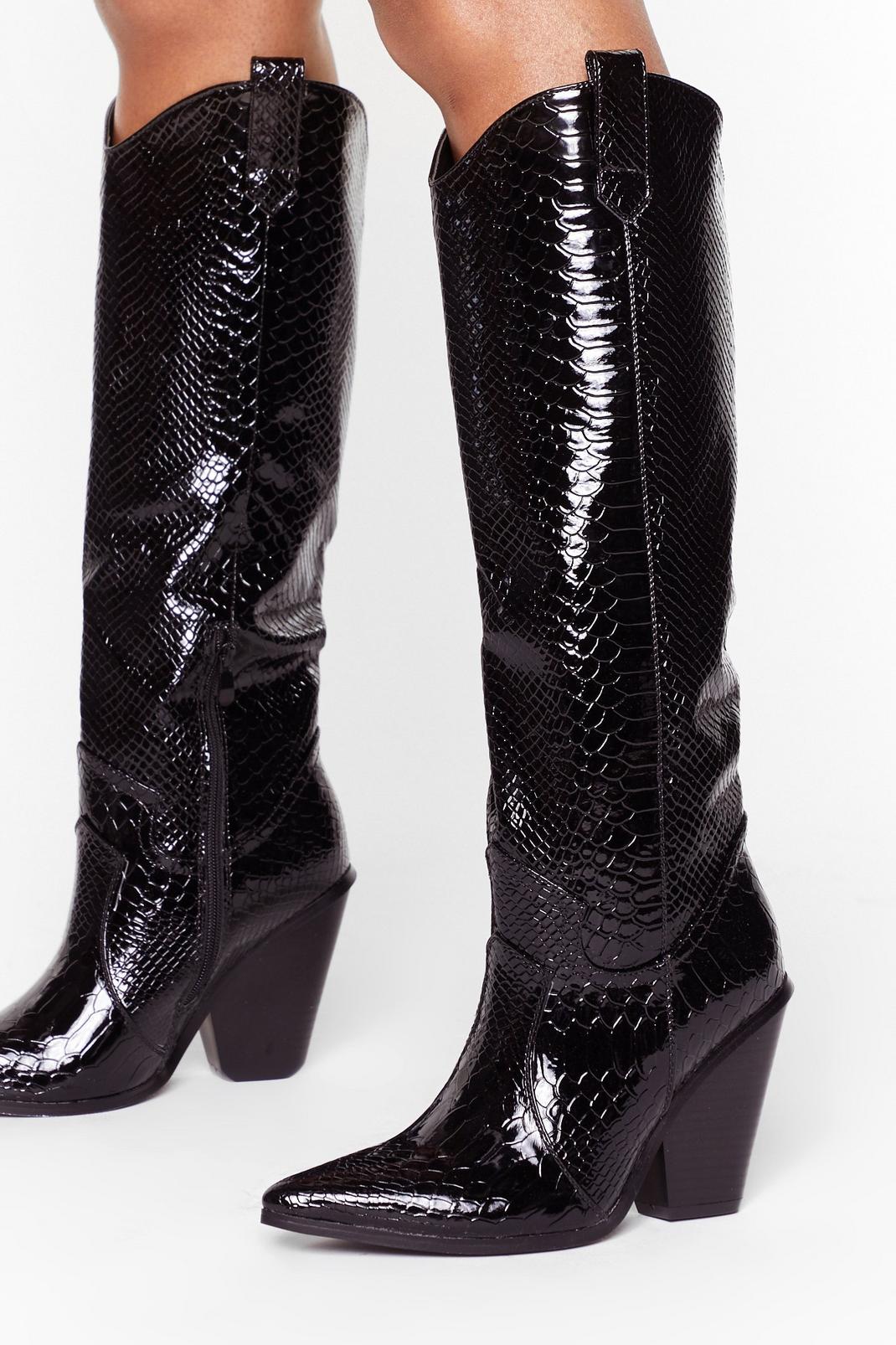 Don't Croc Movin' Faux Leather Knee-High Boots image number 1