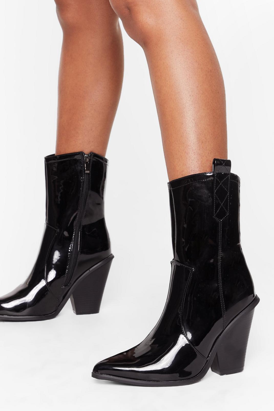 Got This on Vinyl Western High Ankle Boots image number 1