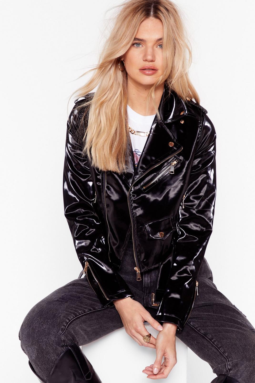 Look At You Shine Patent Faux Leather Jacket image number 1