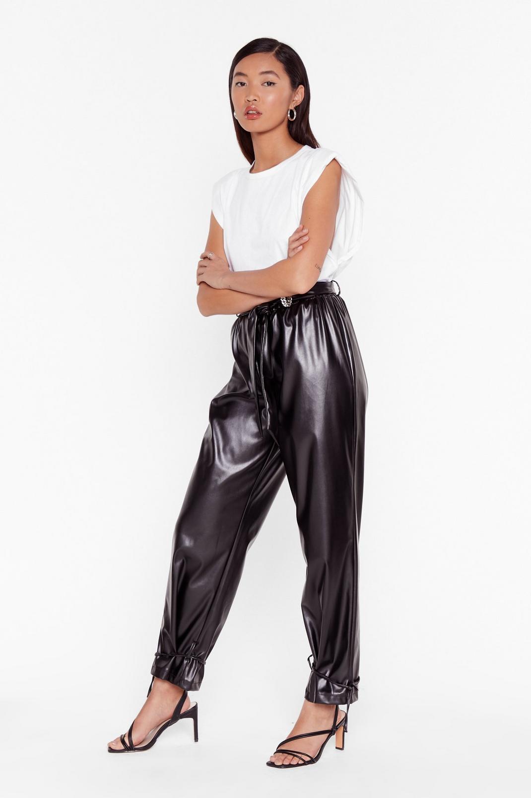 leather high waisted pants