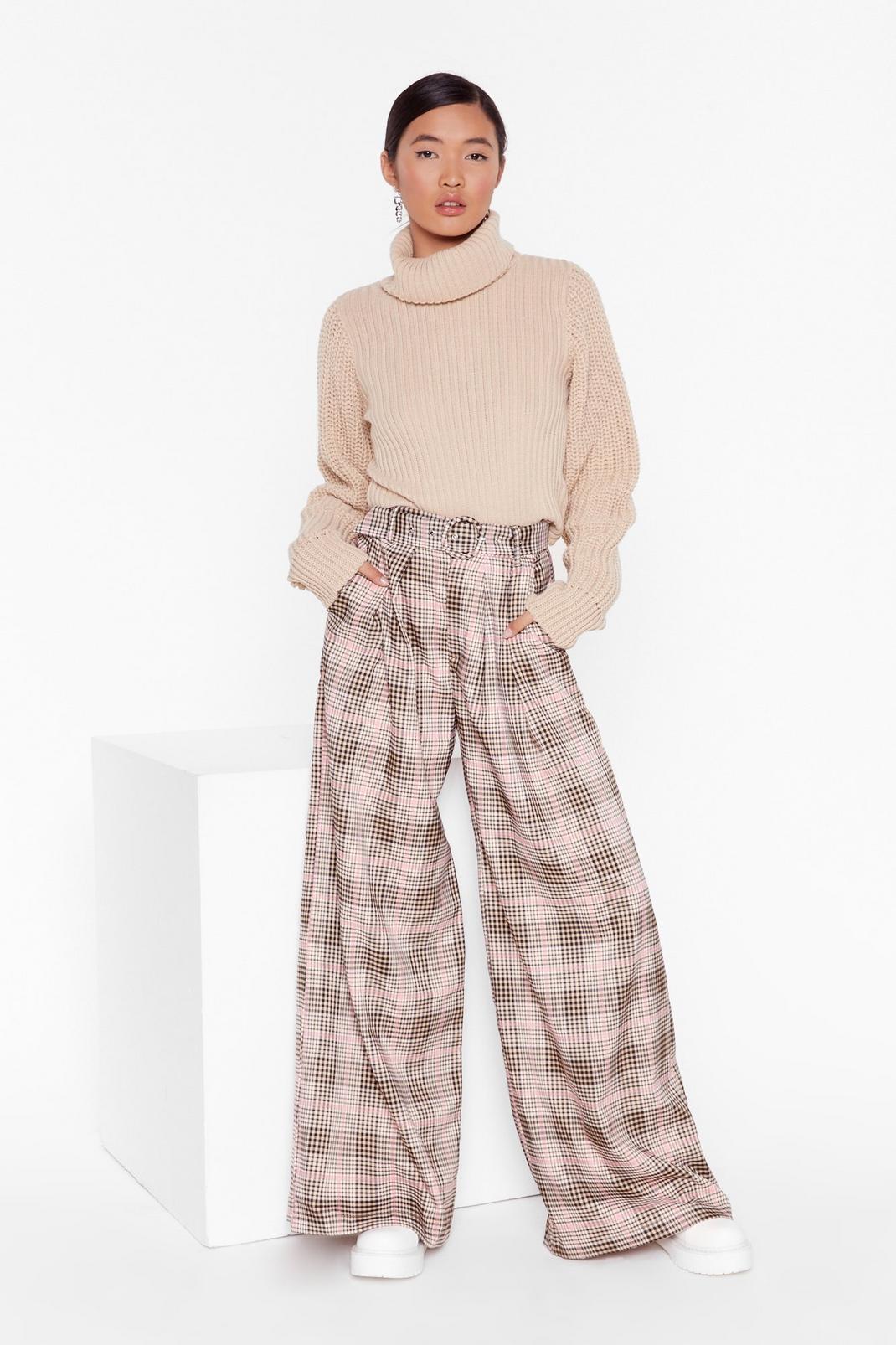 Ticking the Boxes Wide-Leg Check Pants image number 1