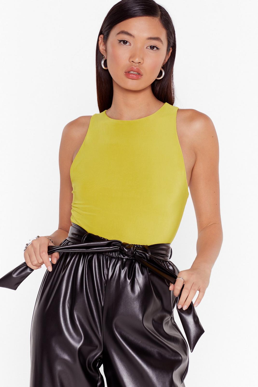 Chartreuse The Race is On Racerback Bodysuit image number 1