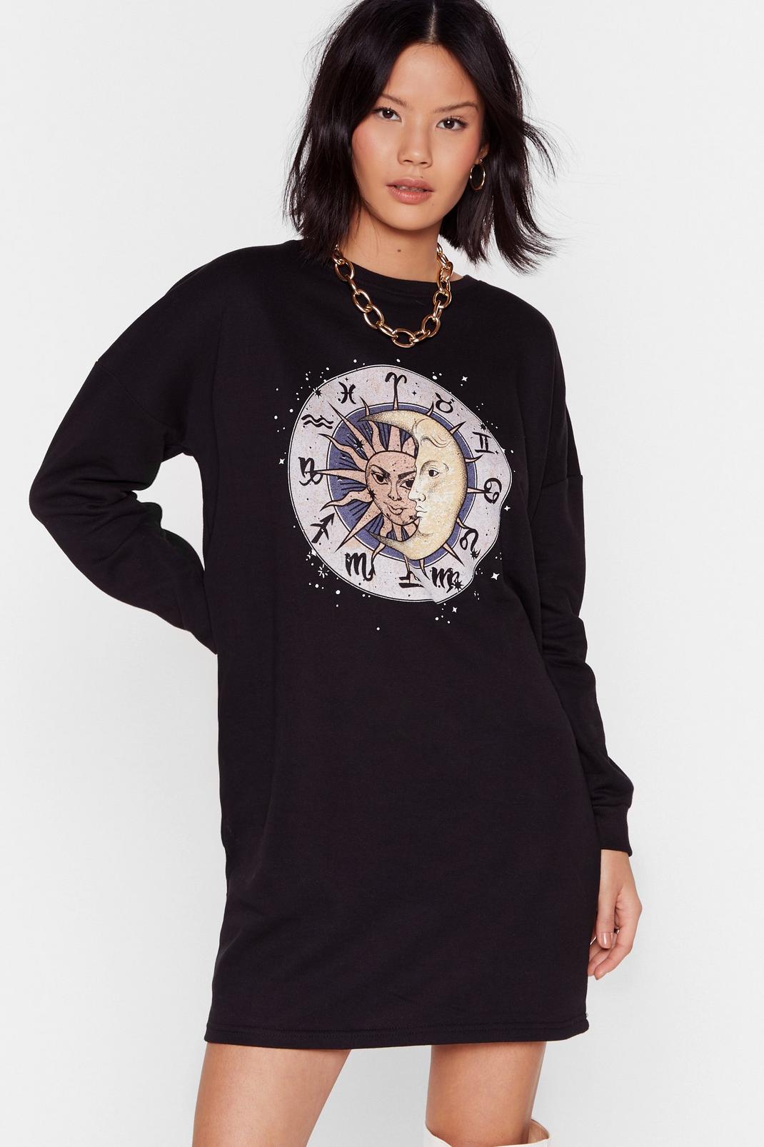 Horoscope Out the Situation Graphic Sweatshirt Dress image number 1