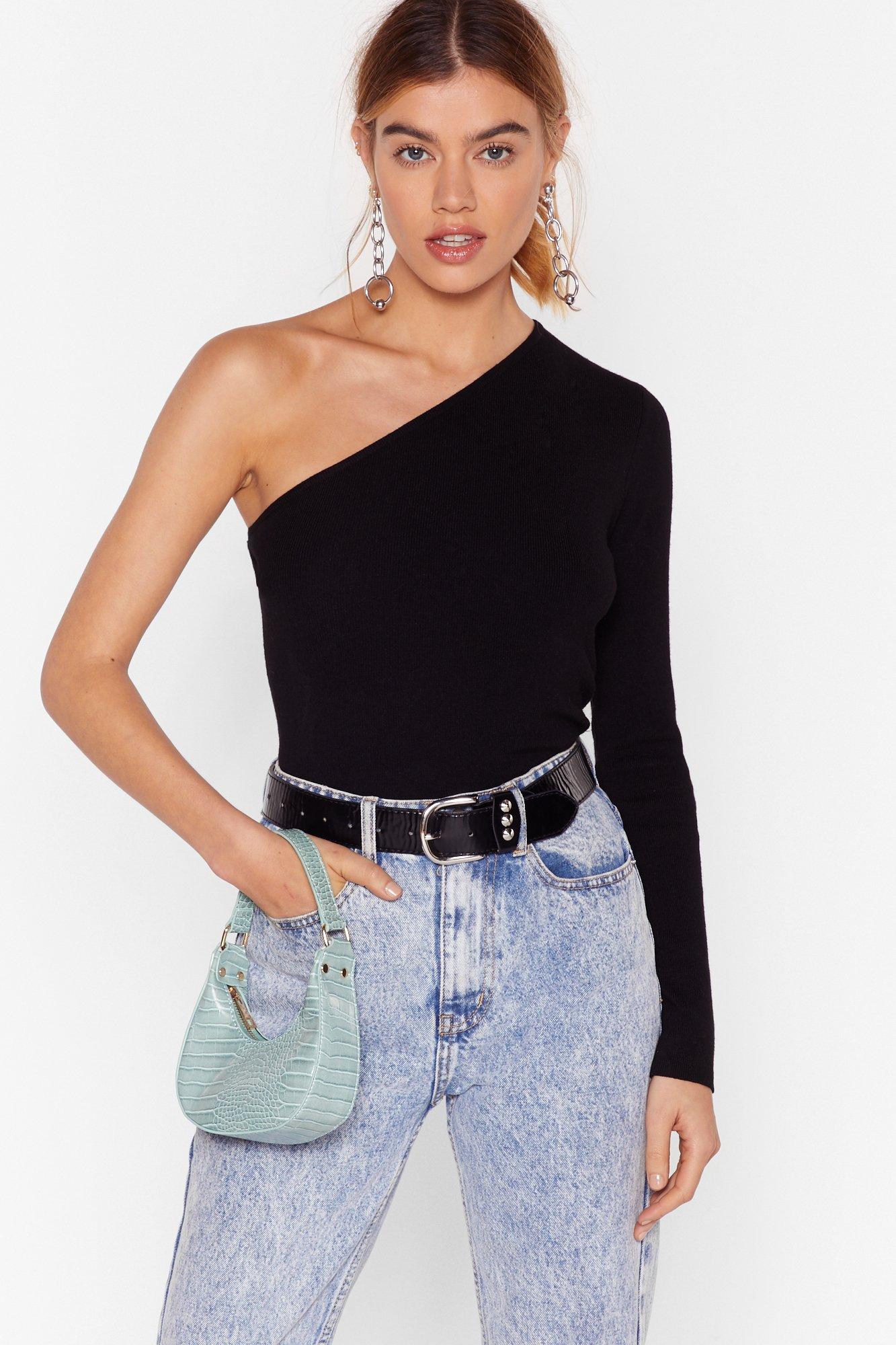 black one shoulder top