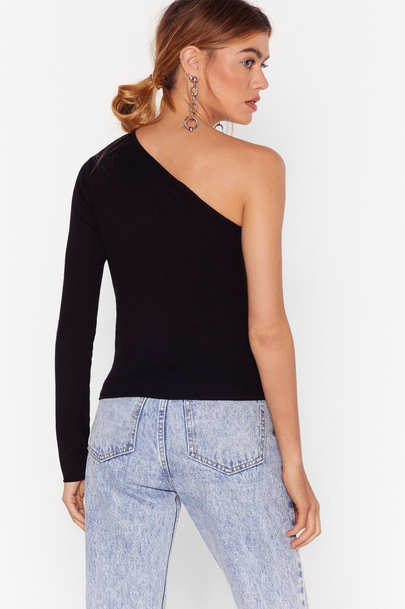 One More Time Knitted One Shoulder Top