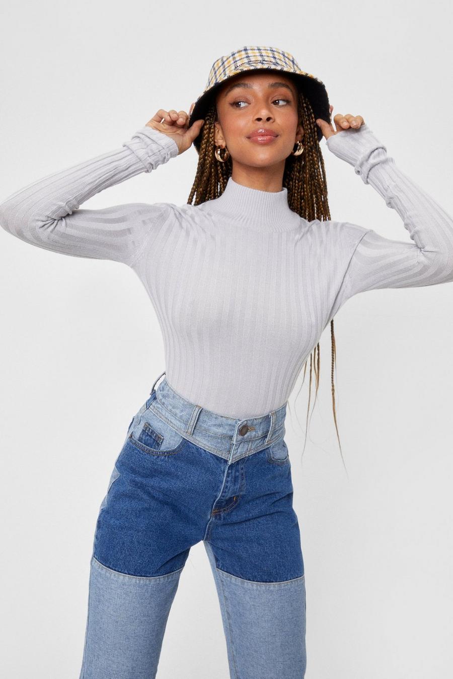 Just Thought We'd Say High Neck Ribbed Sweater