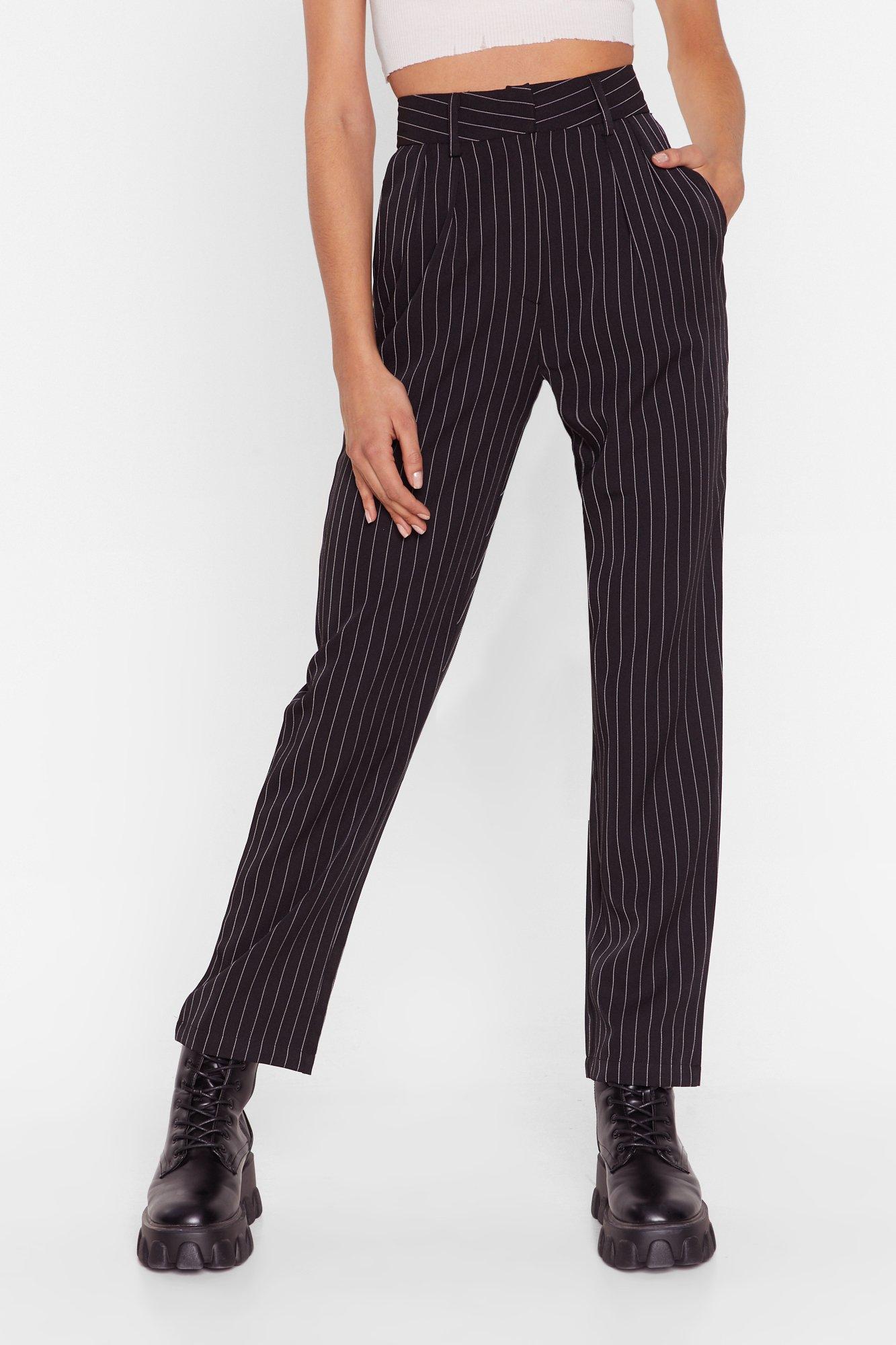 black pinstripe jeans