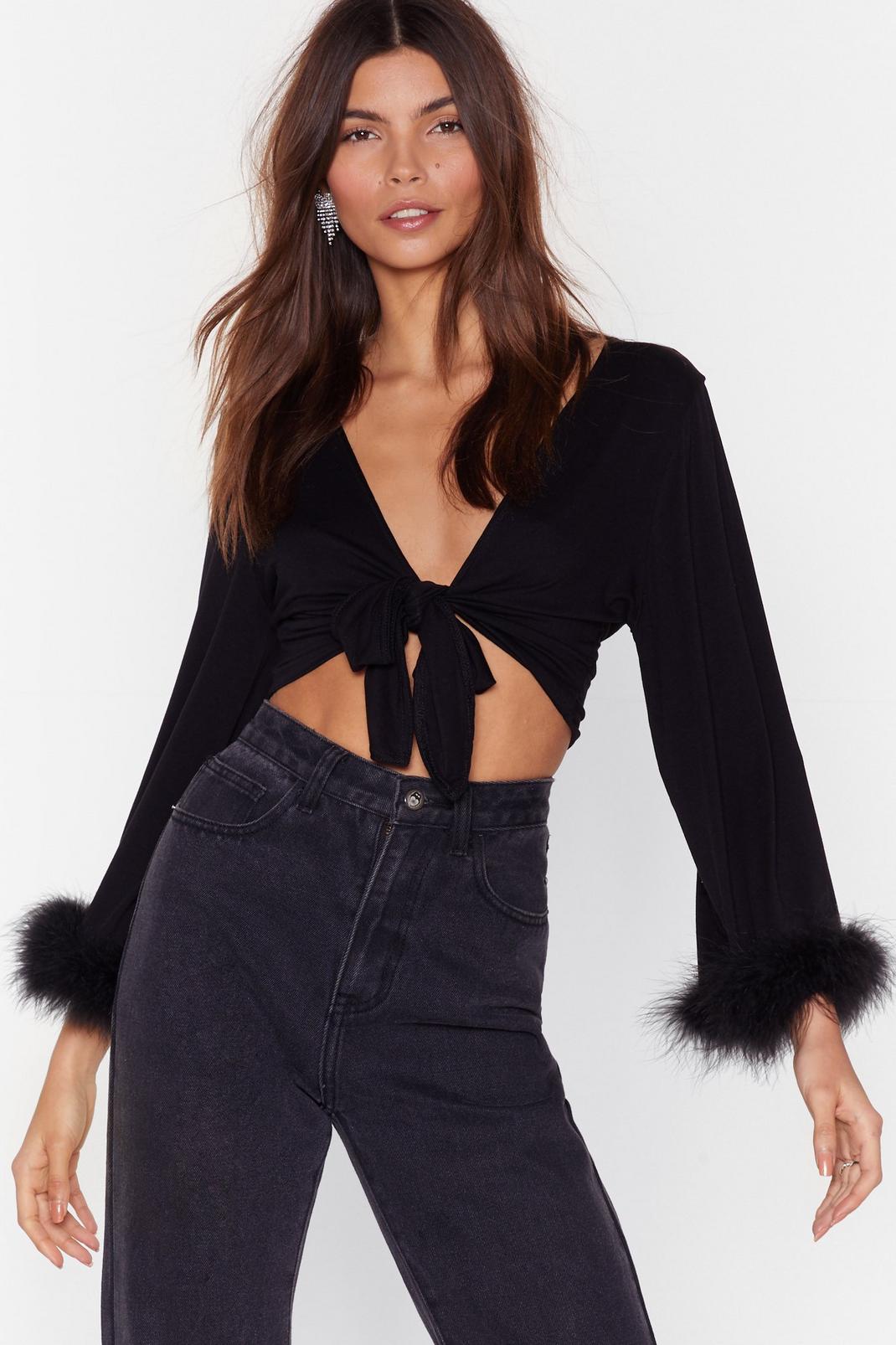 Feather Say Feather Tie Front Crop Top | Nasty Gal