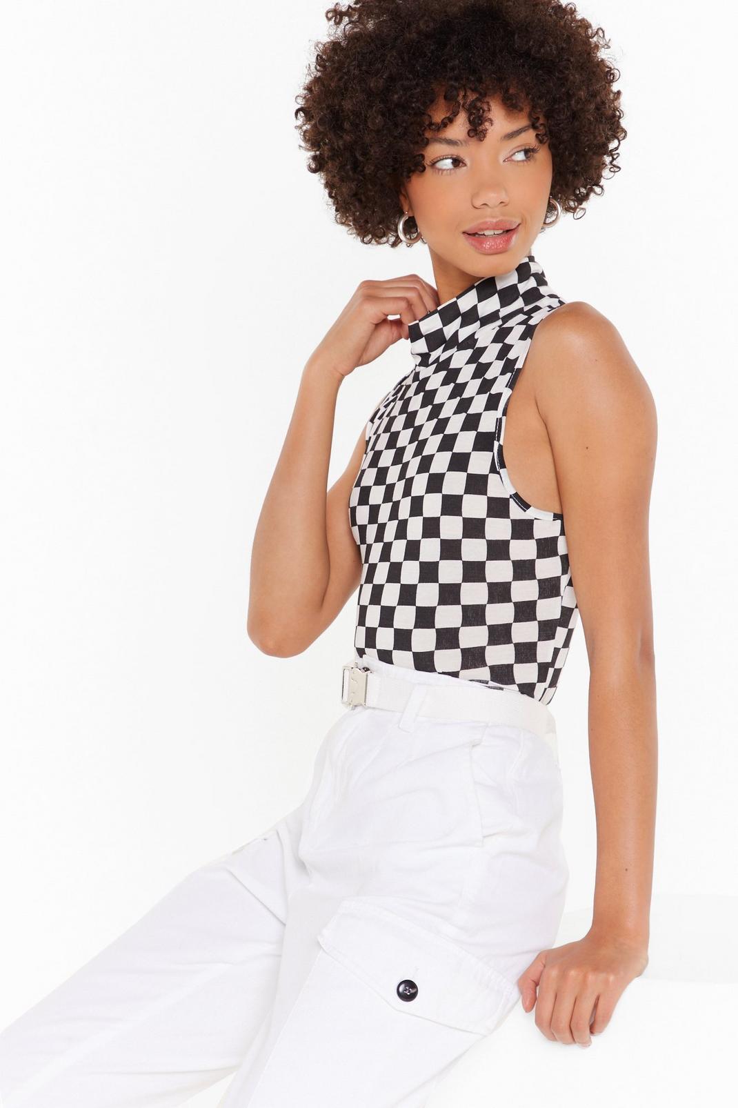 Grid In to Me Checkerboard High Neck Tank Top image number 1