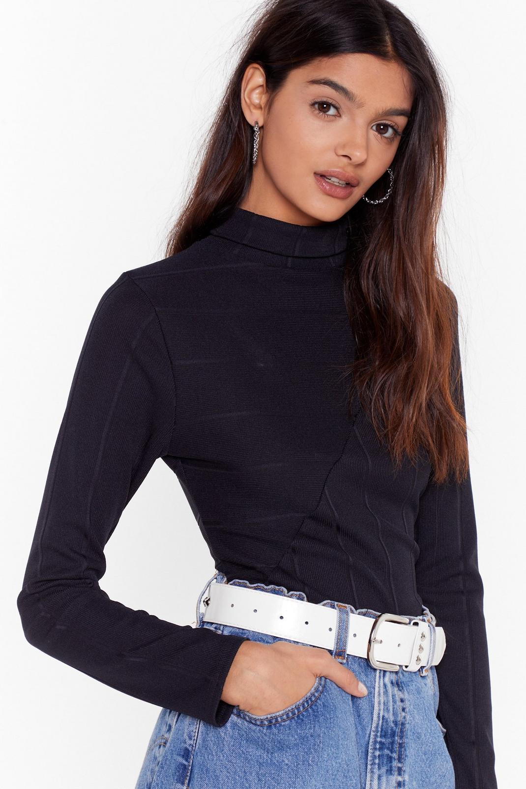 Turtleneck Bandage Jumper with Fitted Silhouette image number 1