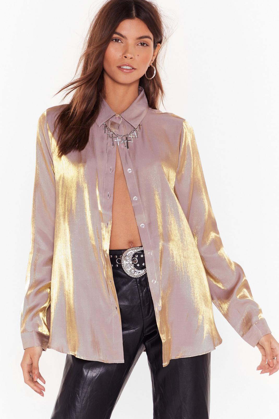 Heart of Gold Metallic Relaxed Shirt image number 1