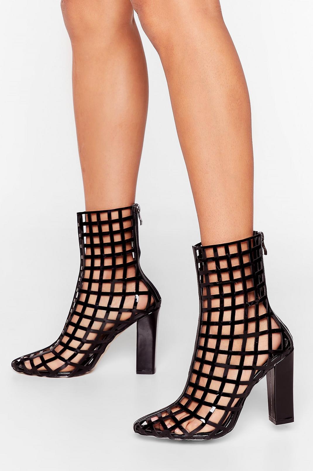 Grid Someone Say Party Faux Leather Cut-Out Boots image number 1