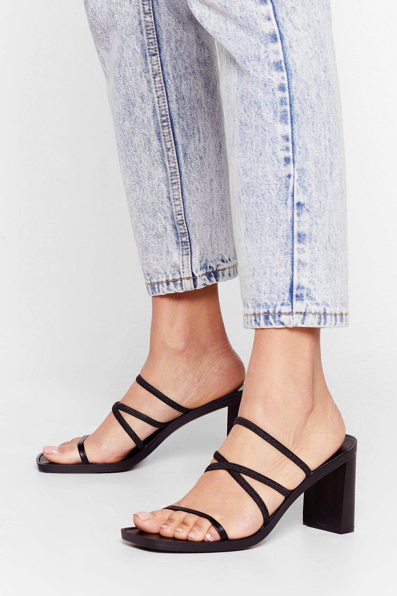 Actin' Cagey Strappy Heeled Mules 