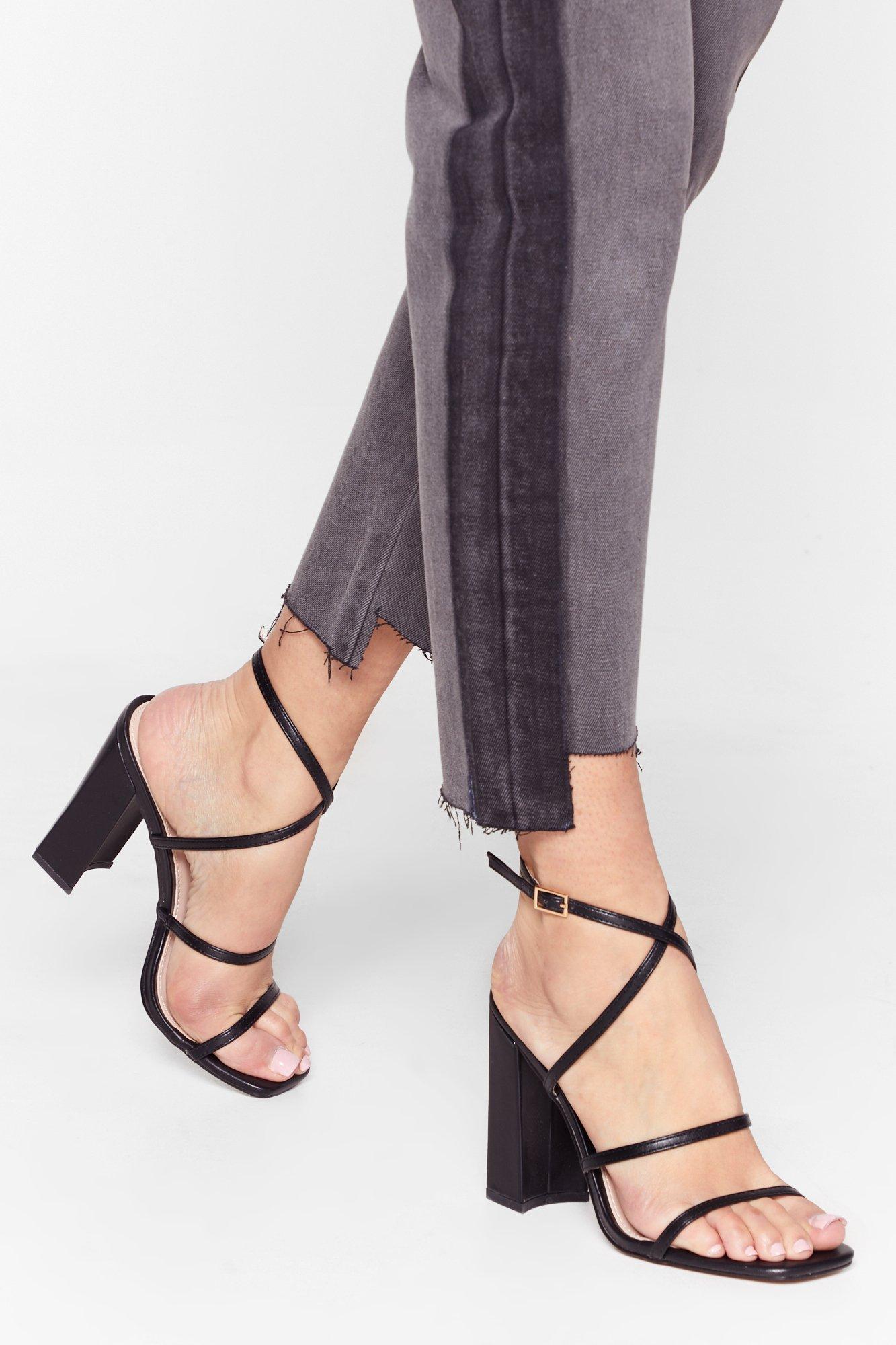 Faux Leather Strappy Heels with Ankle 