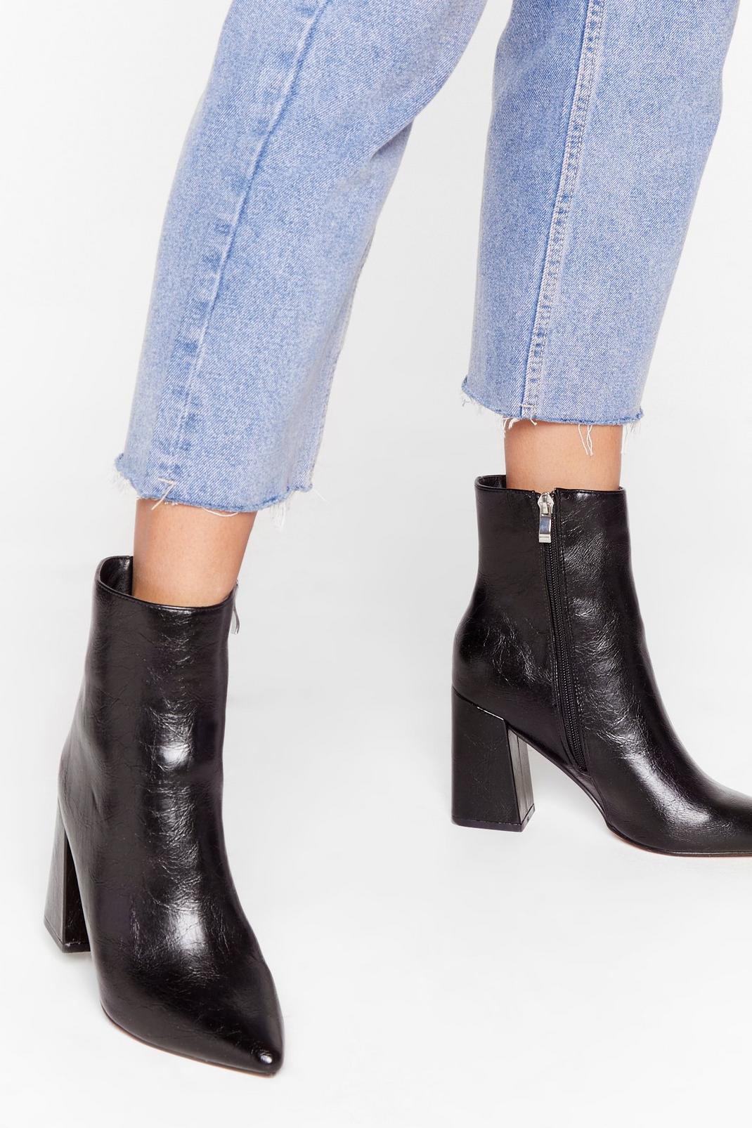 We Get Your Point Faux Leather Heeled Boots image number 1