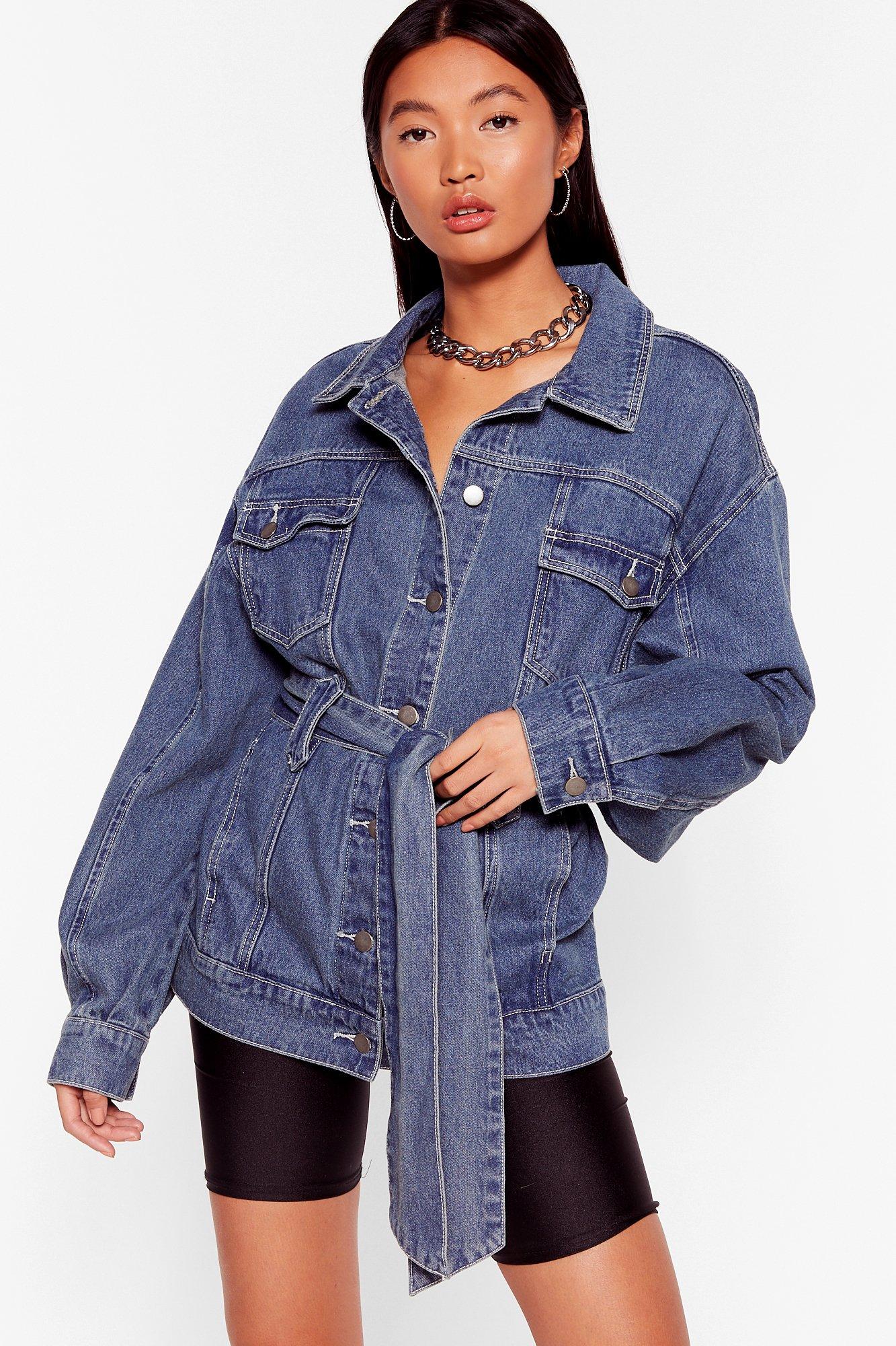 belted denim jacket