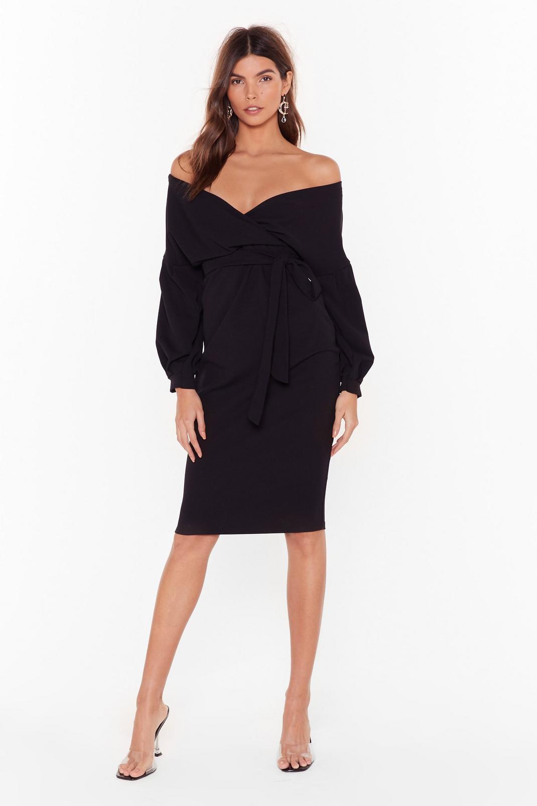 Wrap to Attention Balloon Sleeve Midi Dress image number 1