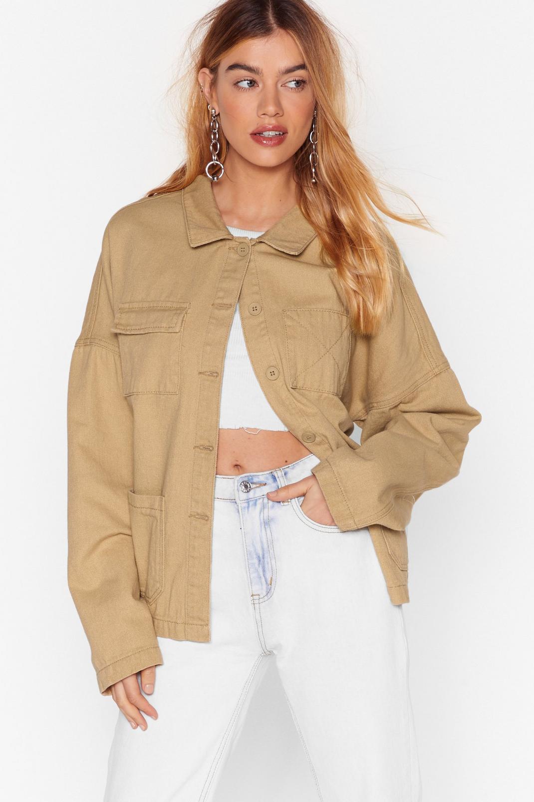 Tobacco Trucker Jacket with Long Sleeves image number 1