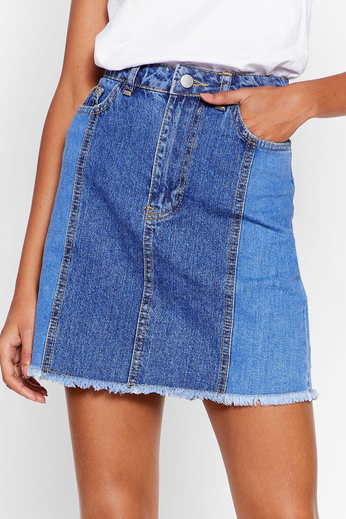 ☆NASTY FANCY CLUB☆ NF DELUD DENIM MINI SKIRT BLUEF23QD834 NF] DELUDE DENIM MINI SKIRT (BLACK)_F23QD834 - FANCY CLUB