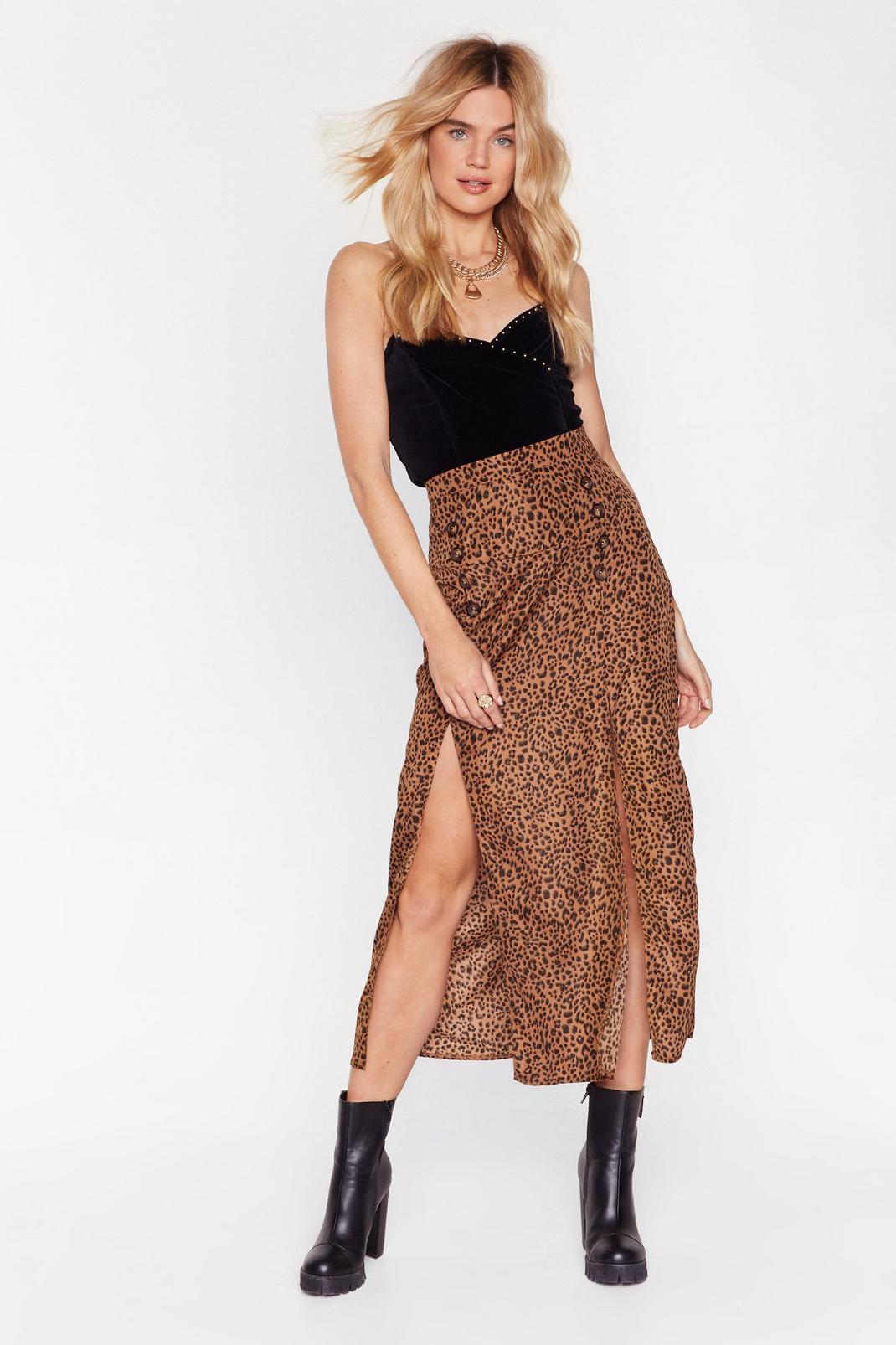 Let's Work this Meow-t Leopard Midi Skirt image number 1