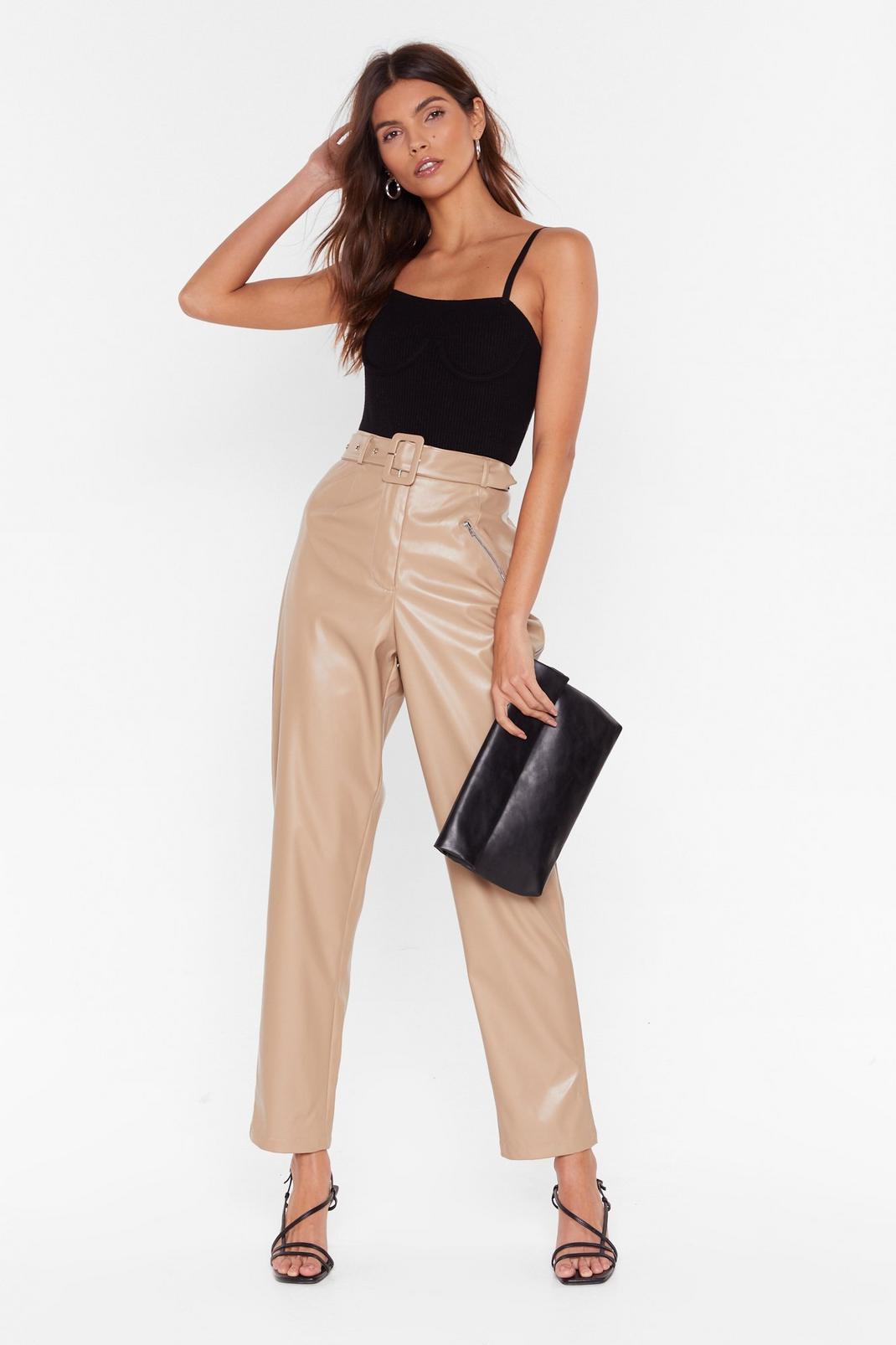 Faux Leather Gonna Let You Down Belted Pants image number 1