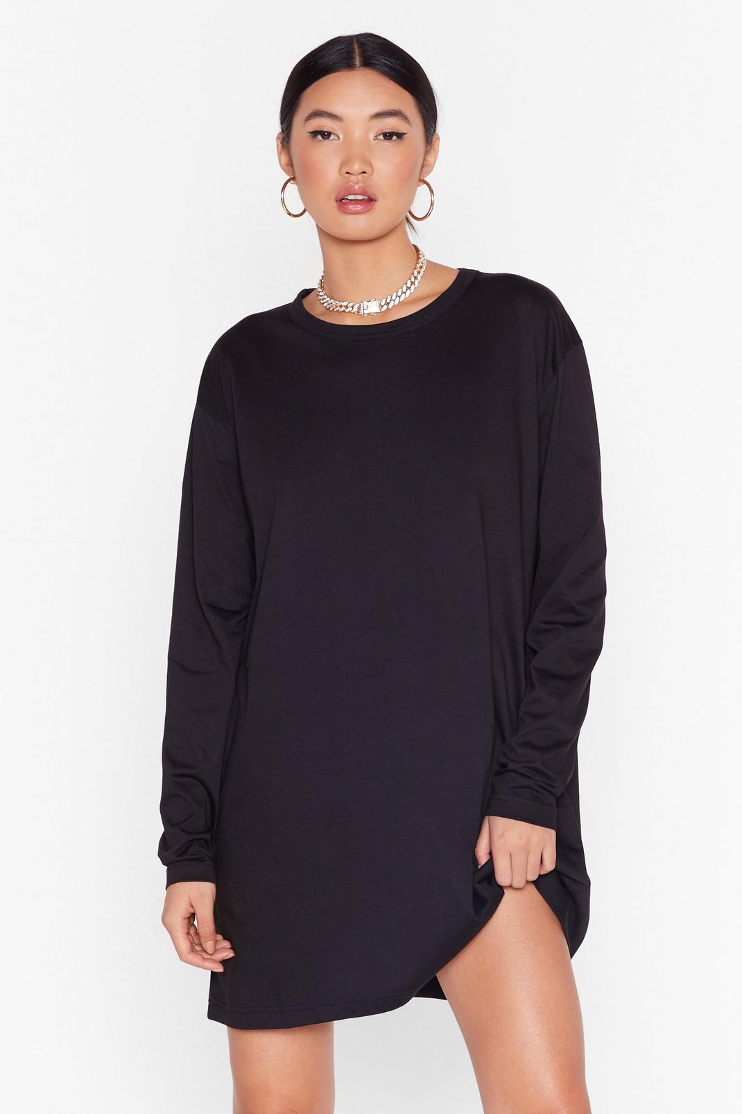 Oversized T-Shirt Dress with Crew Neckline image number 1
