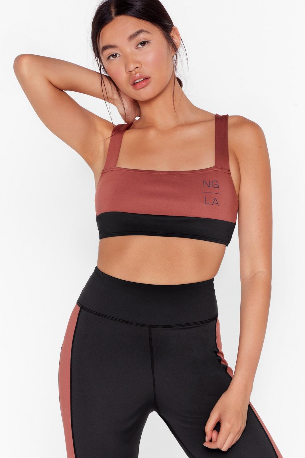 Square Neck Workout Crop Top with Square Neckline  image number 1