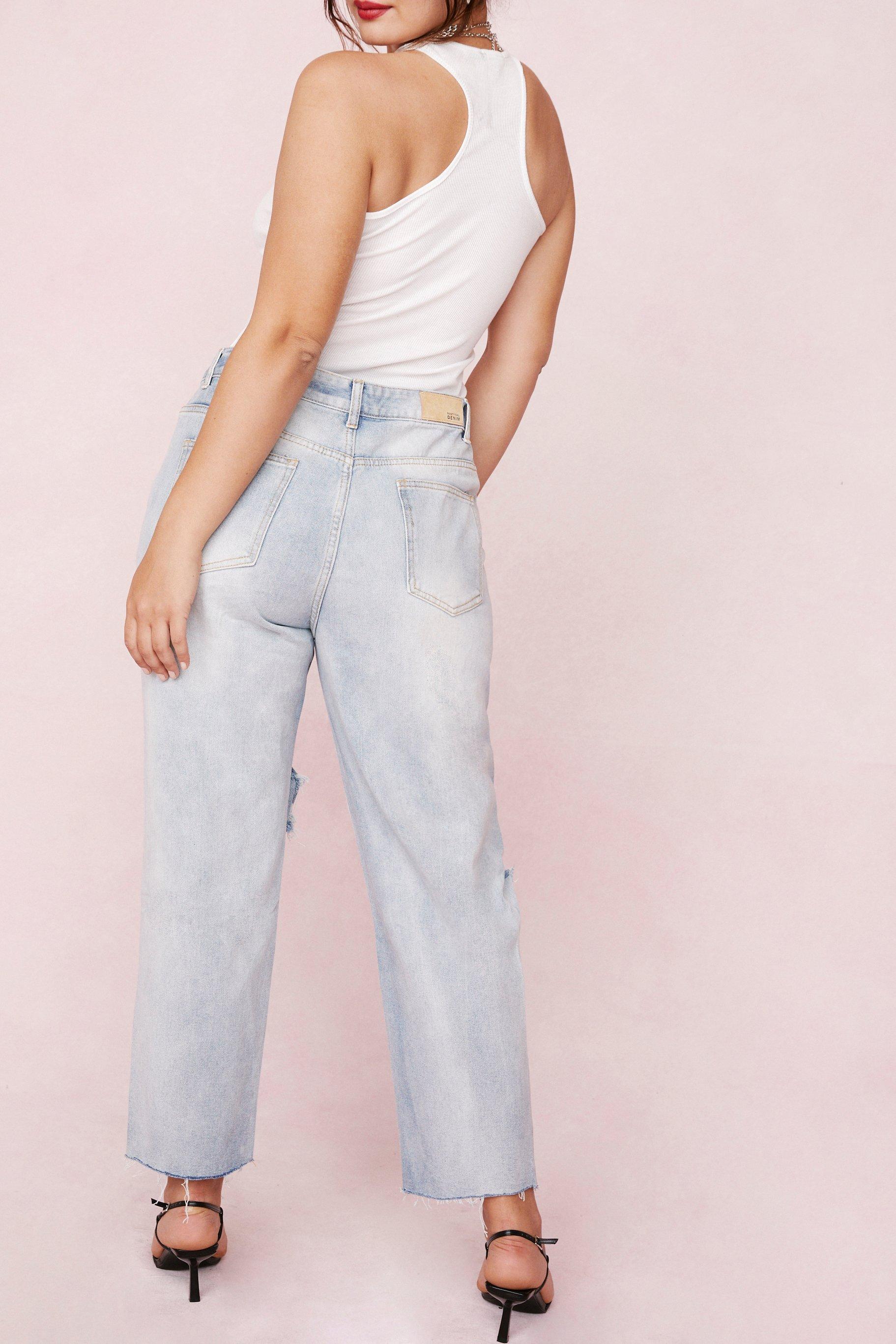 Plus Size Ripped High Waisted Jeans