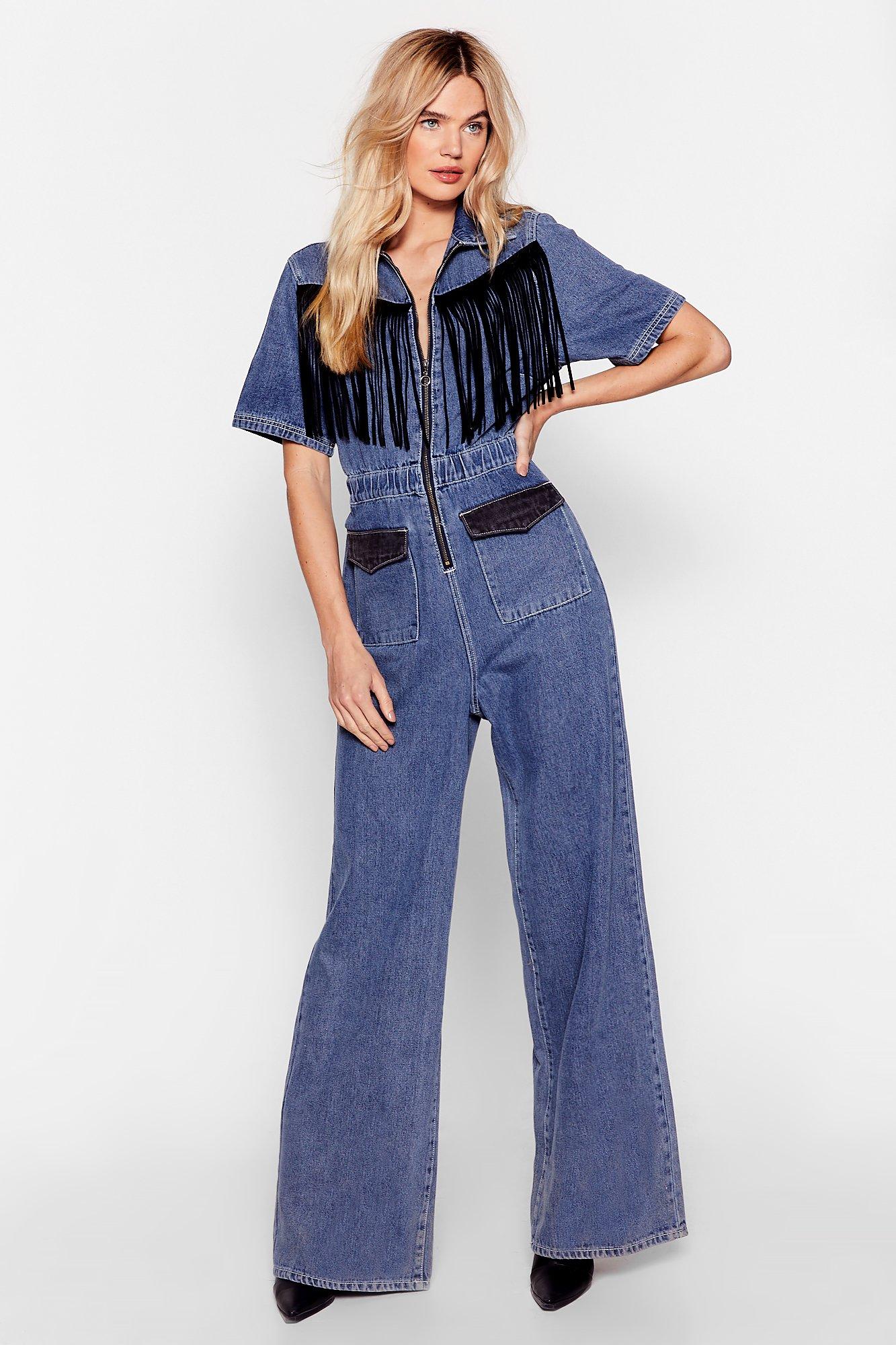 nasty gal denim jumpsuit