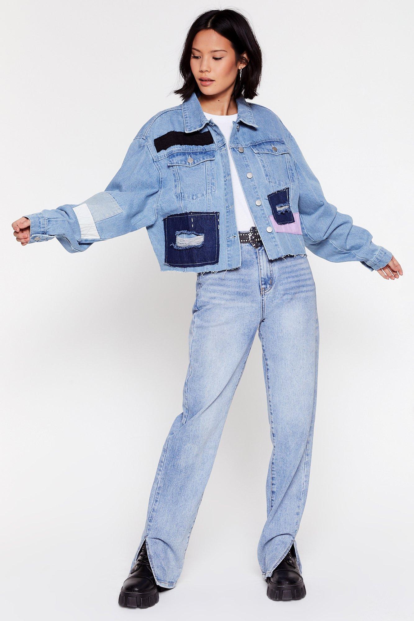 Oversized Patchwork Denim Jacket