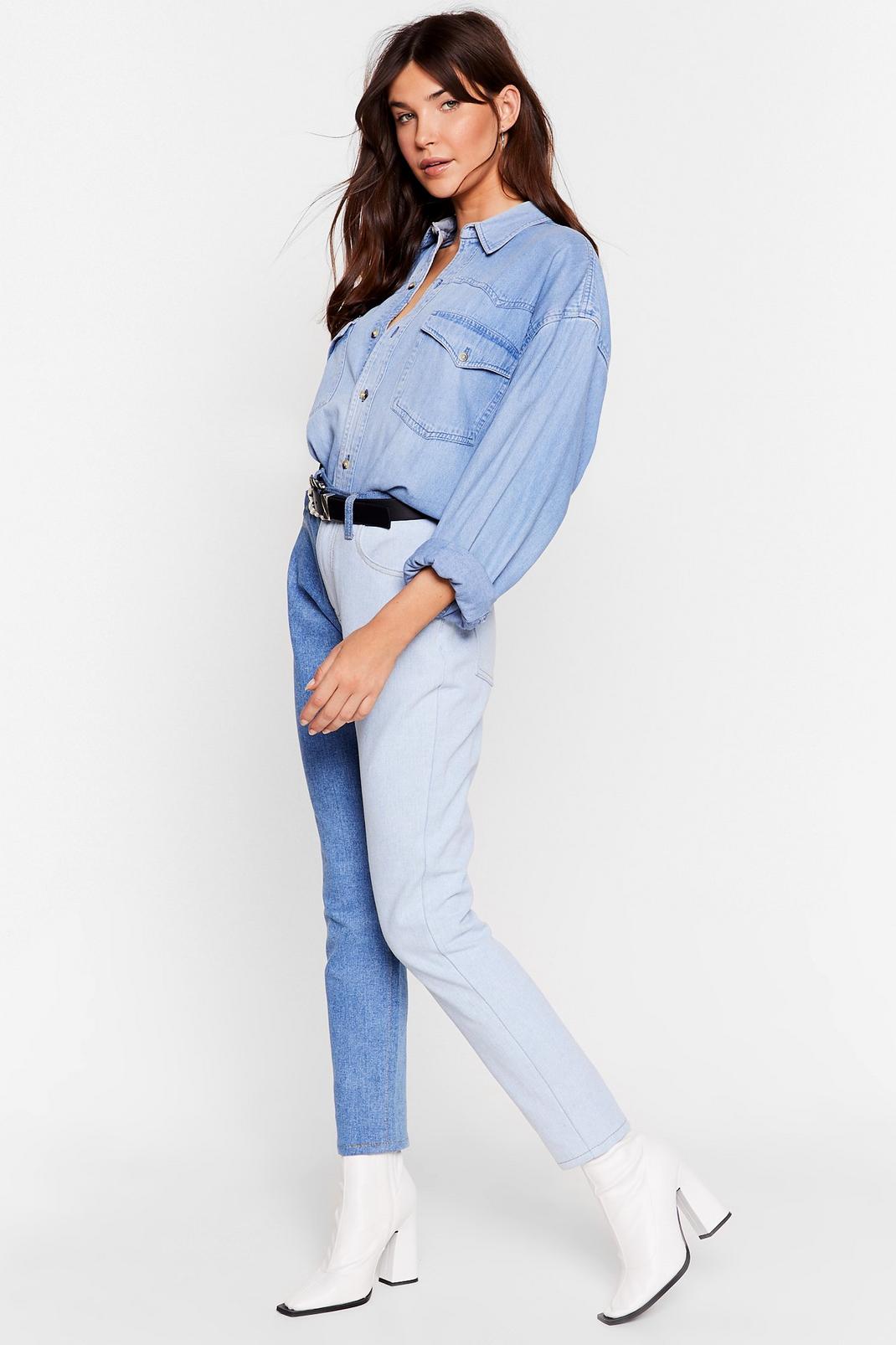 106 Denim Two Tone Mom Jeans image number 2