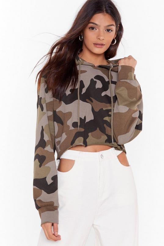 Can I See You Camouflage Cropped Hoodie | Nasty Gal