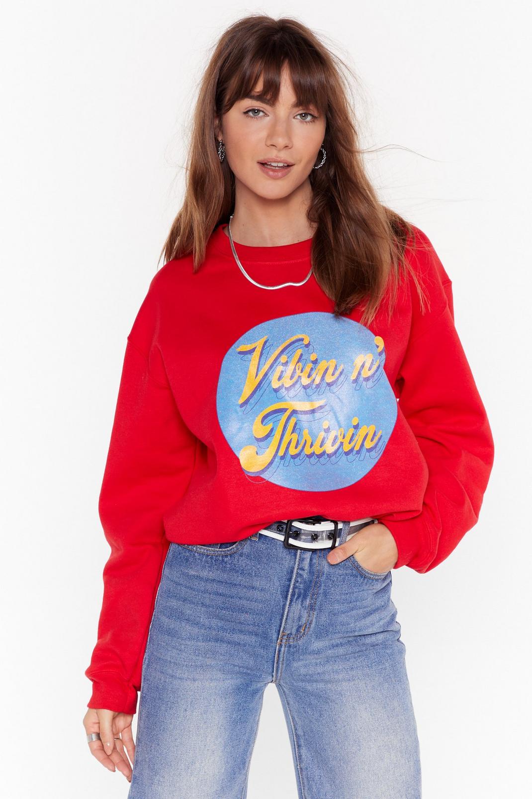 Vibin N' Thriving Graphic Sweatshirt image number 1