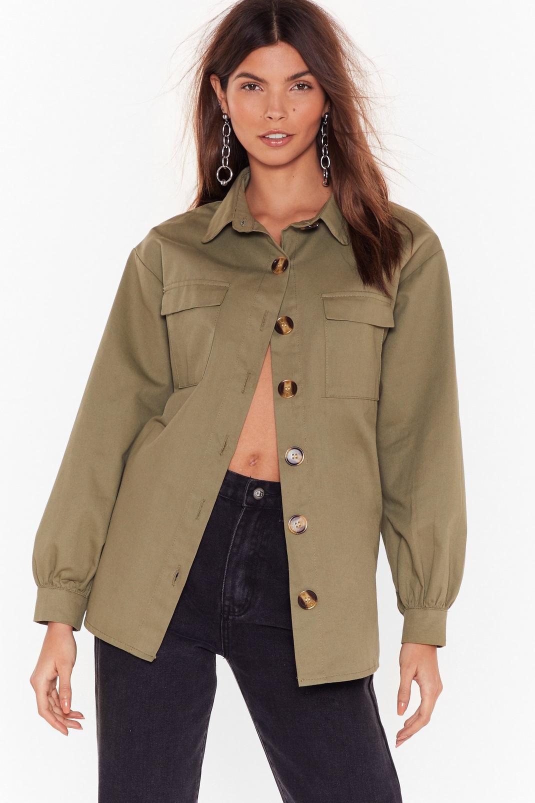 Khaki If I Had a Collar Relaxed Utility Shirt image number 1