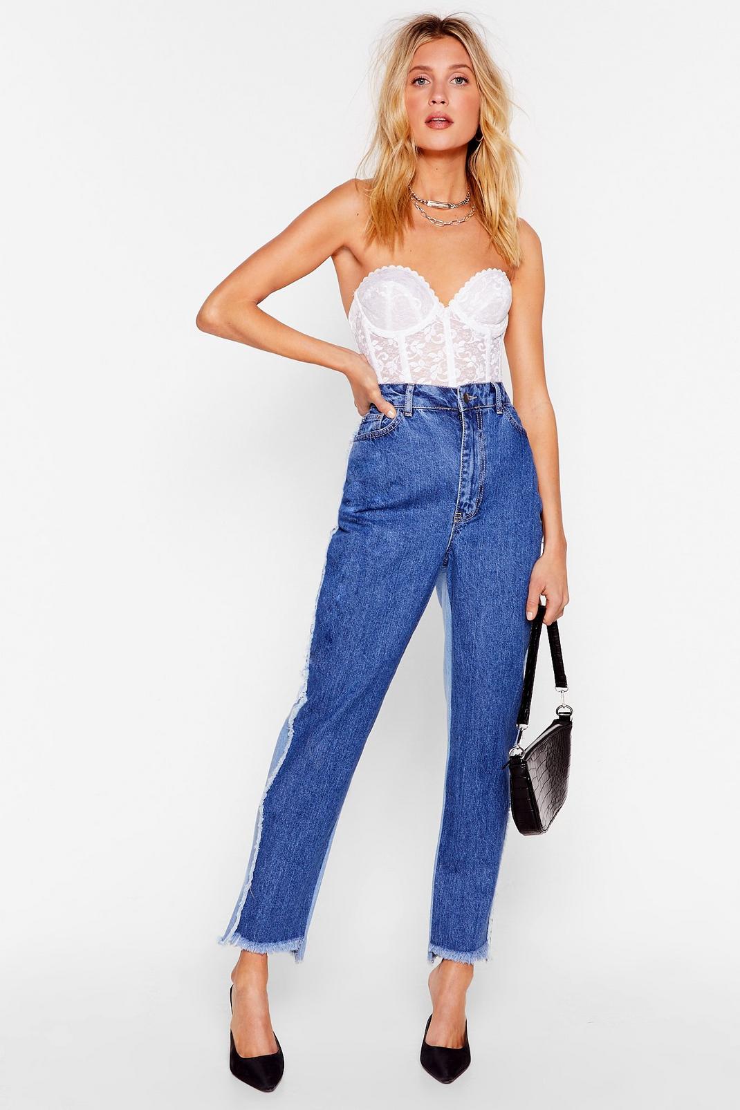Two Tone Distressed Mom Jeans | Nasty Gal