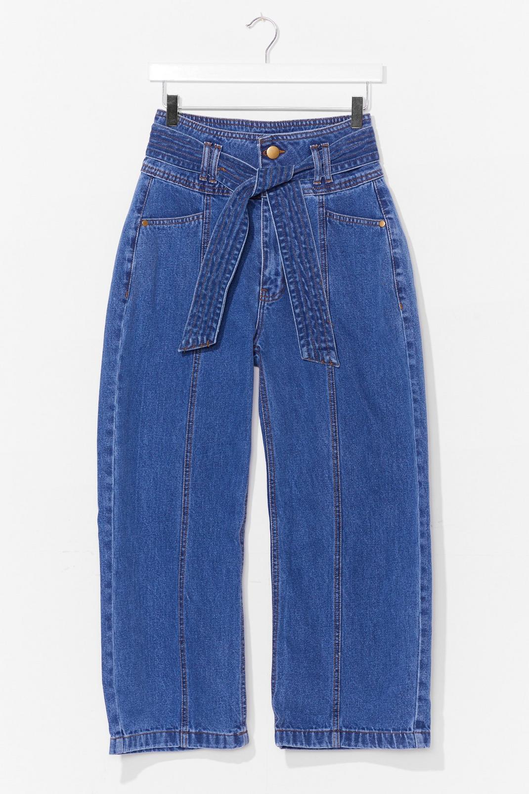 Vintage wash Tie Waist Cropped Wide Leg Jeans image number 1