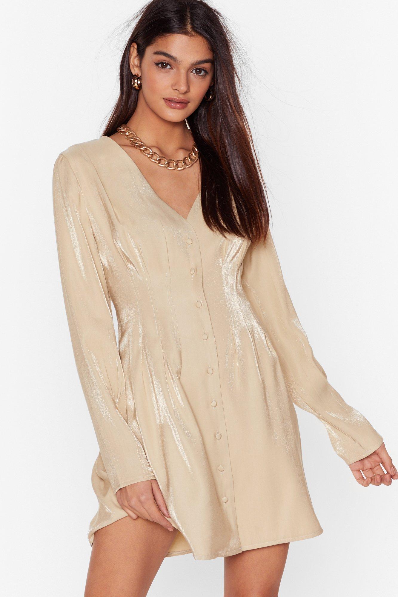 satin button down dress