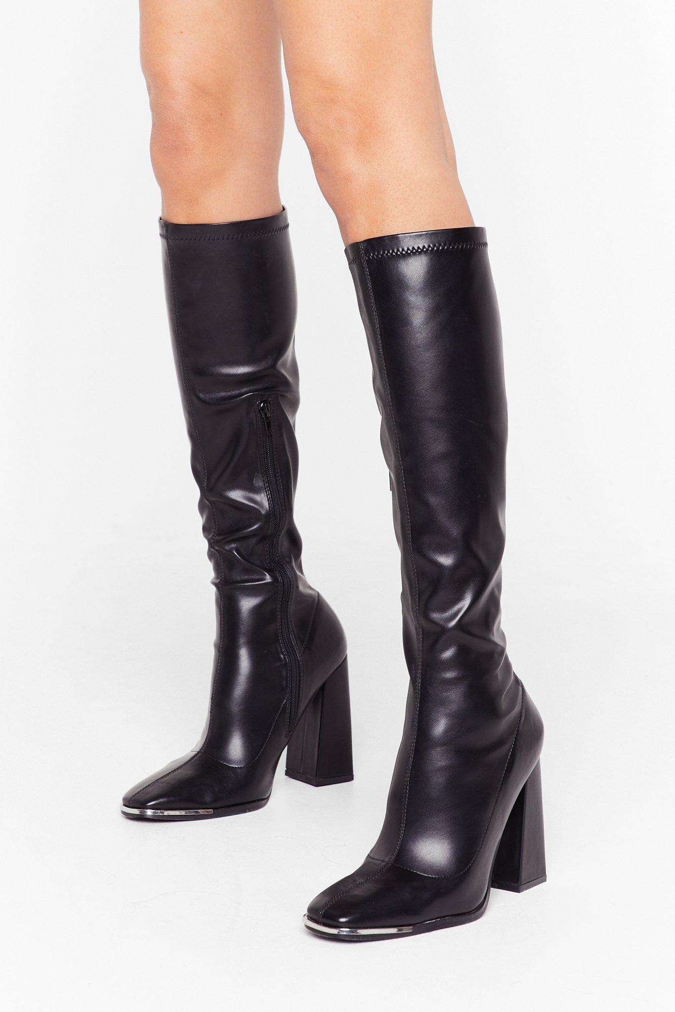 Faux Leather Knee-High Boots | Nasty Gal
