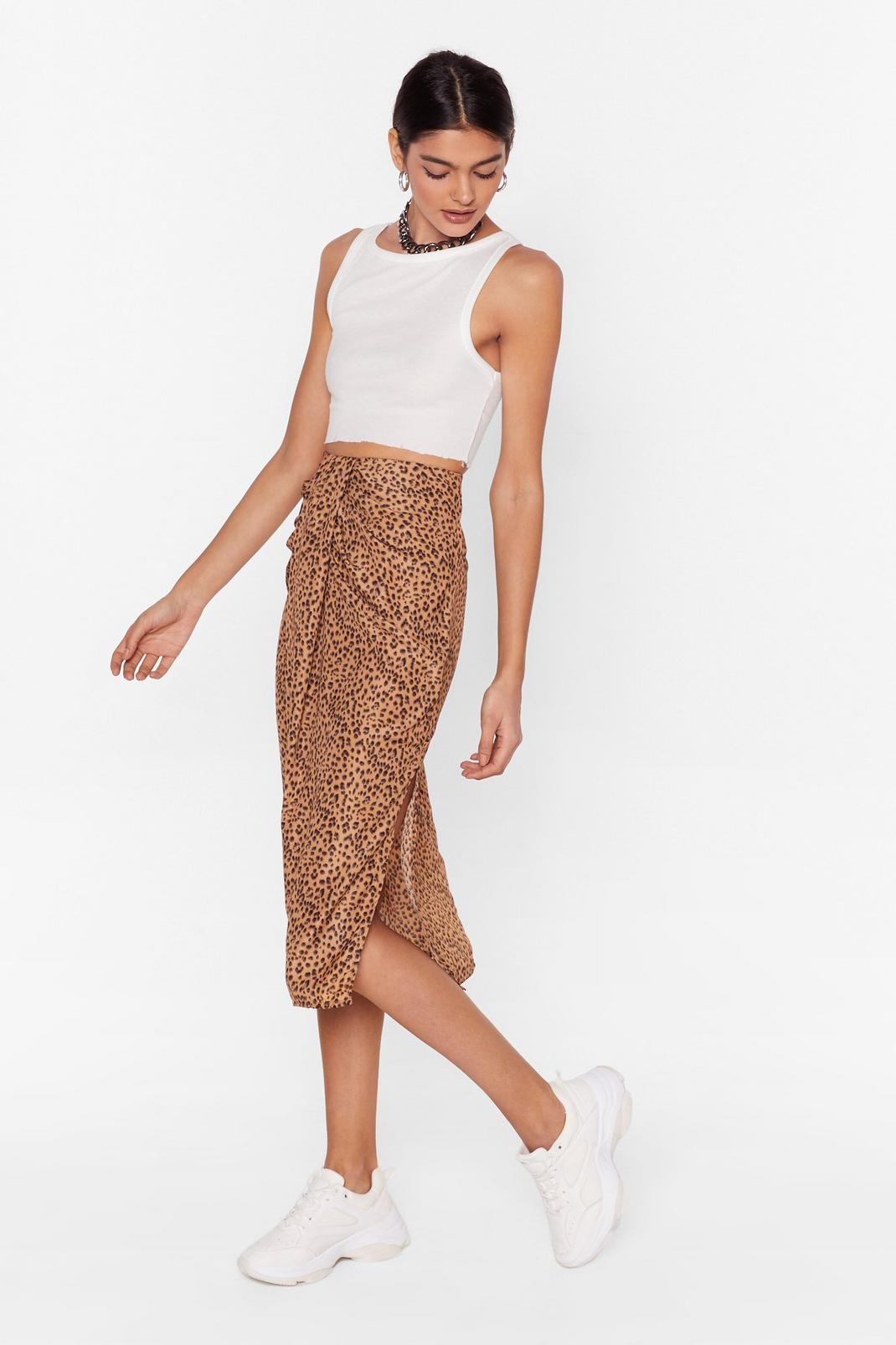 The Time is Meow Leopard Midi Skirt image number 1