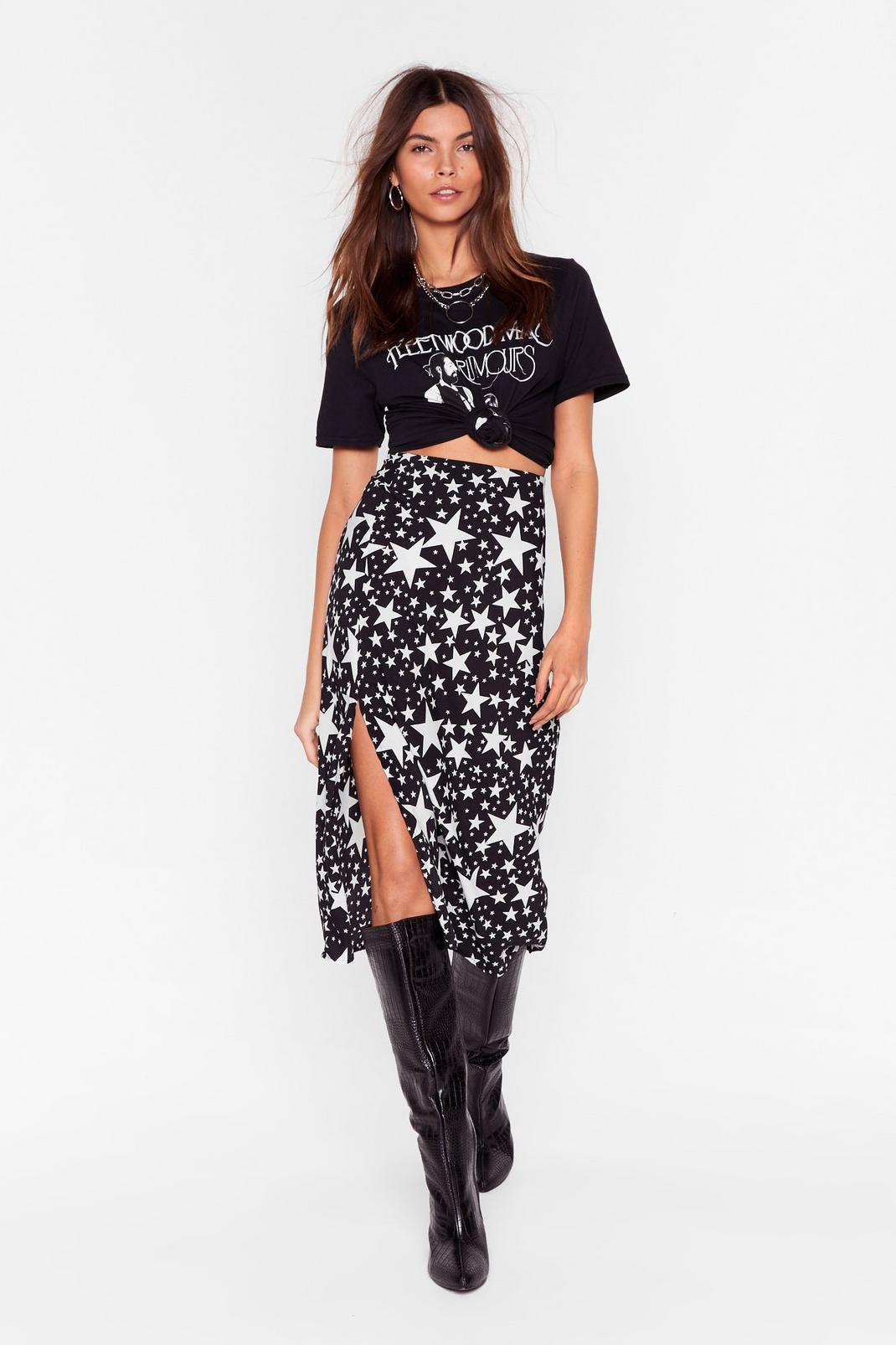 Star Print High-Waisted Midi Skirt image number 1