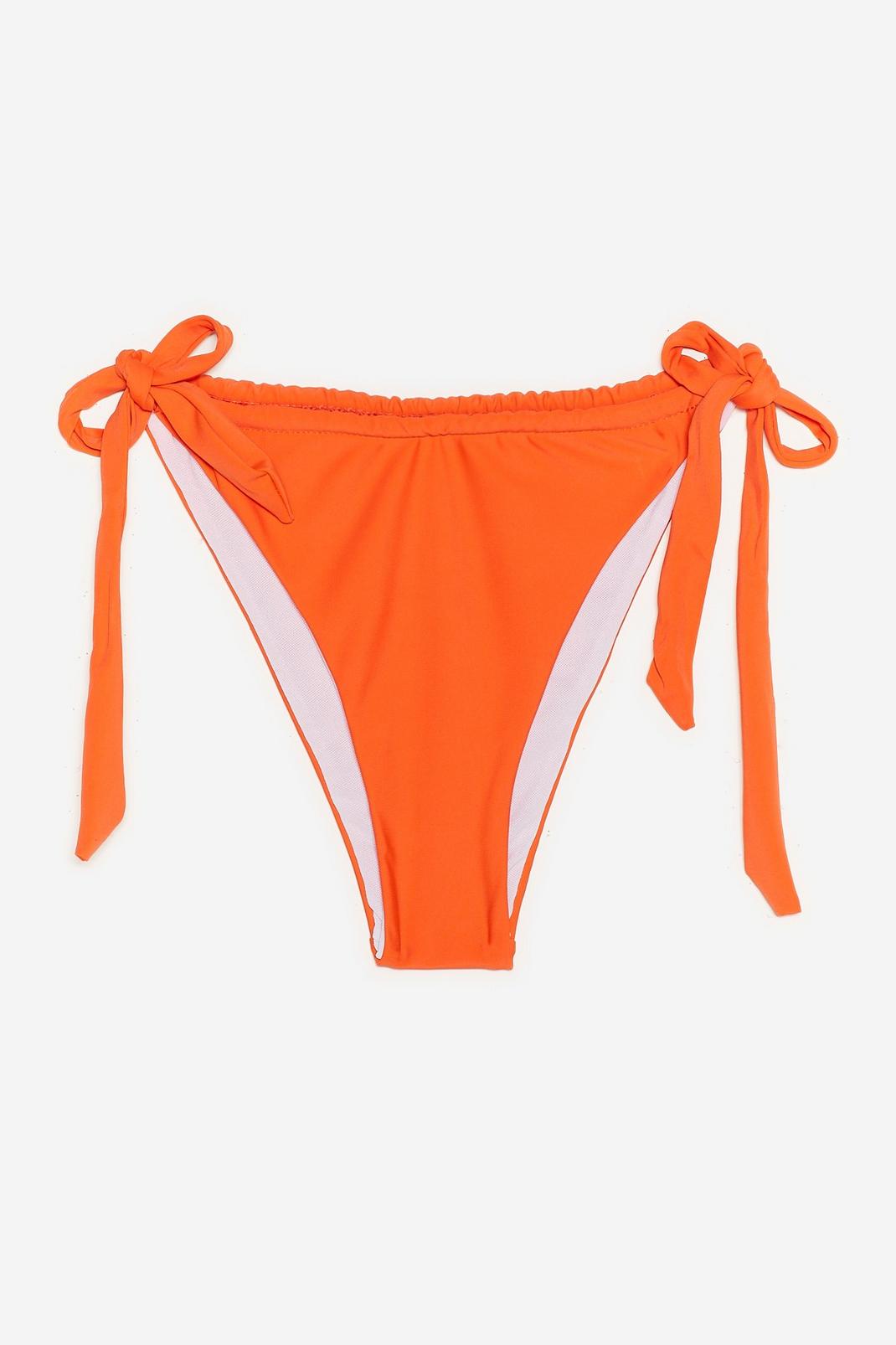 Tangerine Strappy Tie Side Bikini Bottoms image number 1