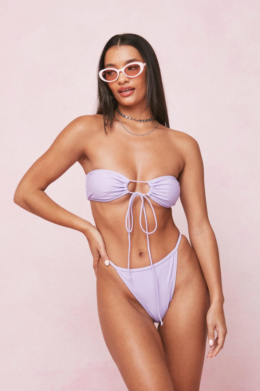 Bas de bikini minimaliste à coupe échancrée, Lilac image number 1