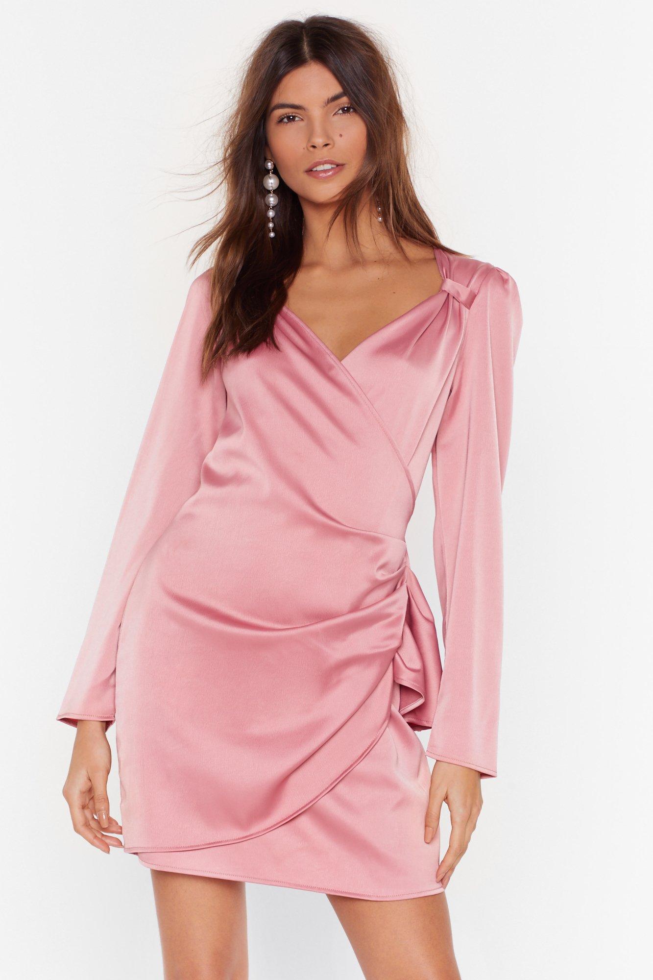 nasty gal satin wrap dress