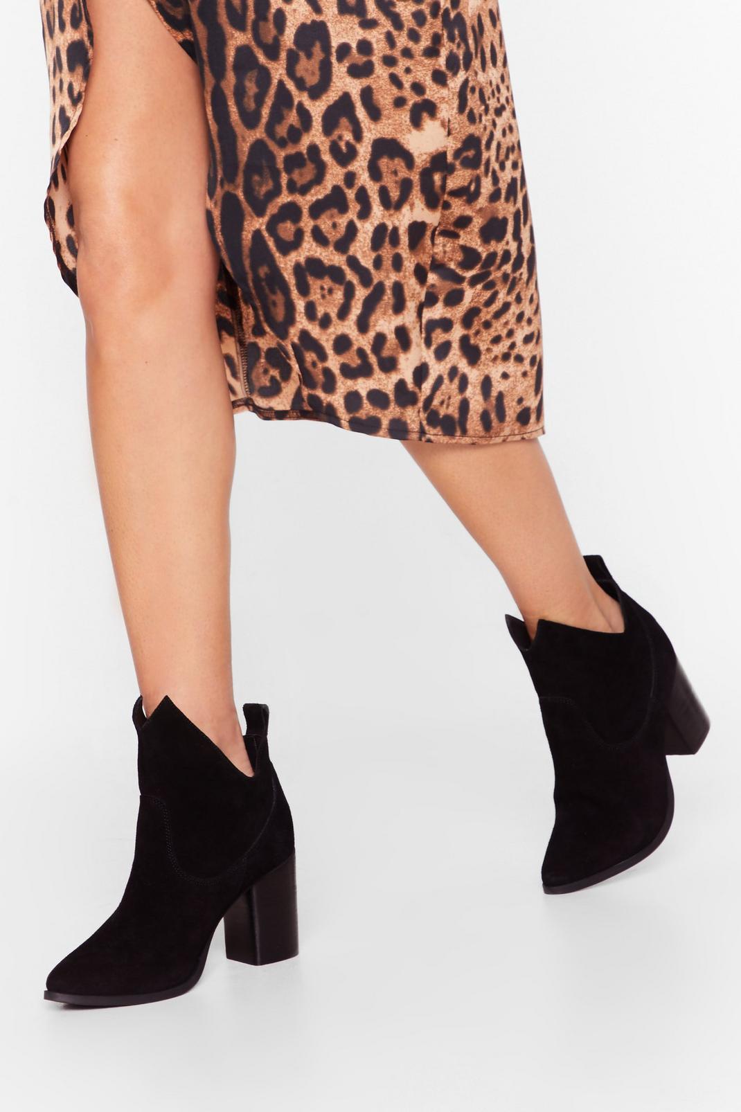 Black Over and Cut-Out Suede Ankle Boots image number 1